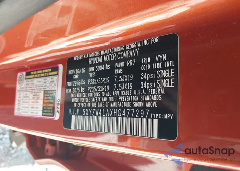 2017 Hyundai Santa Fe Sport 2.0T Ultimate from USA, damaged, VIN 5XYZW4LAXHG477297